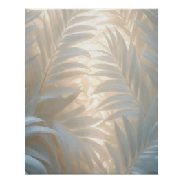 White tropics, palm leaves watercolor perfect poster