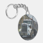 White Truck Art voor vrachtwagenchauffeurs Sleutelhanger (Voorkant Links)