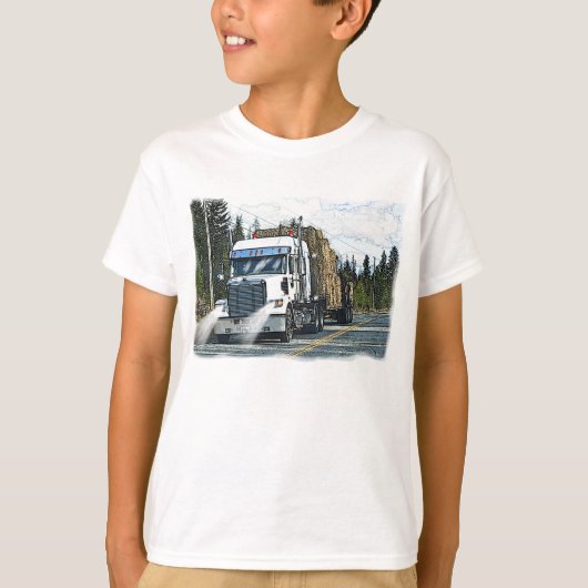 White Truck met Hay Bales voor truckers T-shirt (Voorkant)