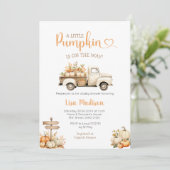 White Truck Pumpkin is onderweg naar Baby shower G Kaart (Staand voorkant)