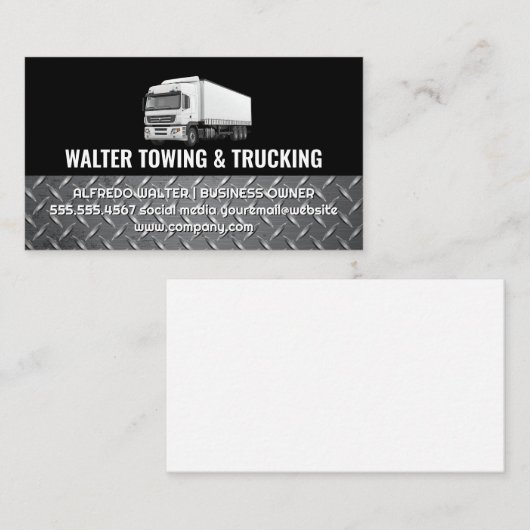 White Trucking Logo | Steel Trim | Logistics  Visitekaartje (Voorkant / Achterkant)