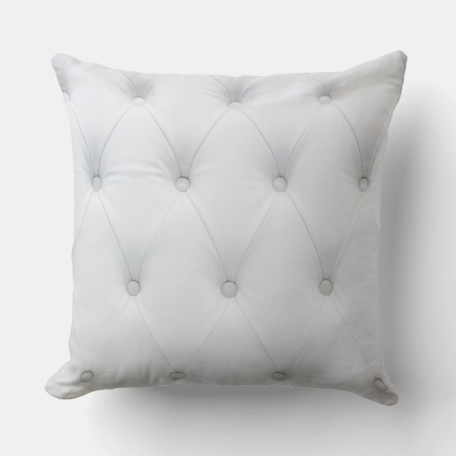 White Tufted Leather View Print Pillow Kussen (Voorkant)