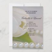 White Tulip and Pearls Spring Engagement Party Kaart (Voorkant)