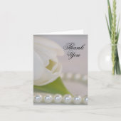 White Tulip and Pearls Spring Wedding Dank je Bedankkaart (Voorkant)