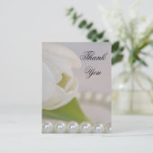 White Tulip and Pearls Spring Wedding Dank je Briefkaart (Staand voorkant)