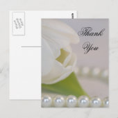 White Tulip and Pearls Spring Wedding Dank je Briefkaart (Voorkant / Achterkant)