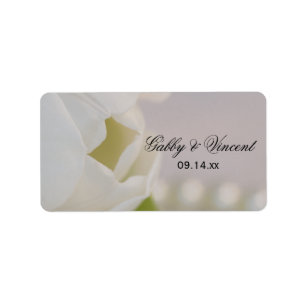 White Tulip and Pearls Spring Wedding Favor Tag Etiket
