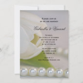 White Tulip and Pearls Spring Wedding Kaart (Voorkant)