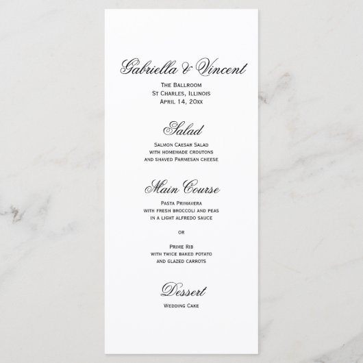 White Tulip and Pearls Spring Wedding Menu (Achterkant)