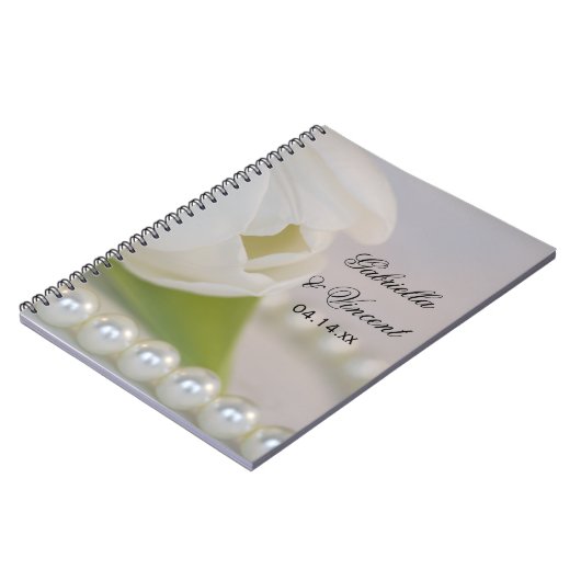 White Tulip and Pearls Spring Wedding Notitieboek (Linkerzijde)