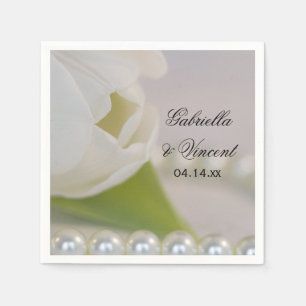 White Tulip and Pearls Spring Wedding Servetten