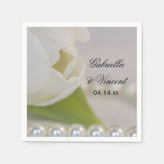 White Tulip and Pearls Spring Wedding Servetten (Voorkant)