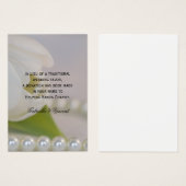 White Tulip and Pearls Wedding Charity Favor Kaart (Voorkant /achterkant)