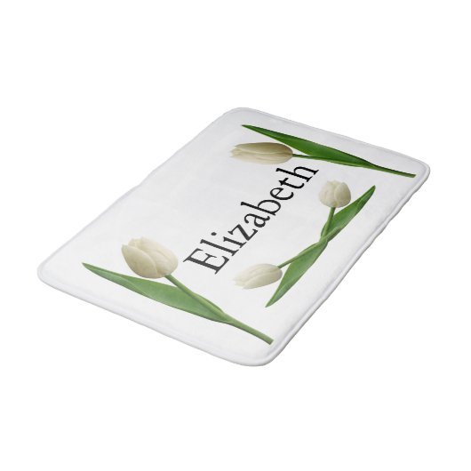 White Tulip Bathroom Bath Mat (Gekanteld)