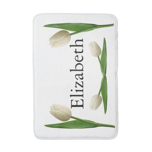 White Tulip Bathroom Bath Mat (Voorkant Verticaal)
