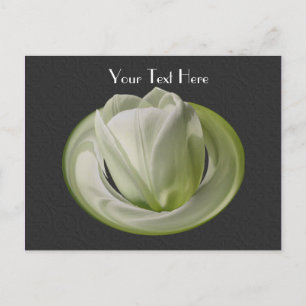 White Tulip Black Floral  Briefkaart