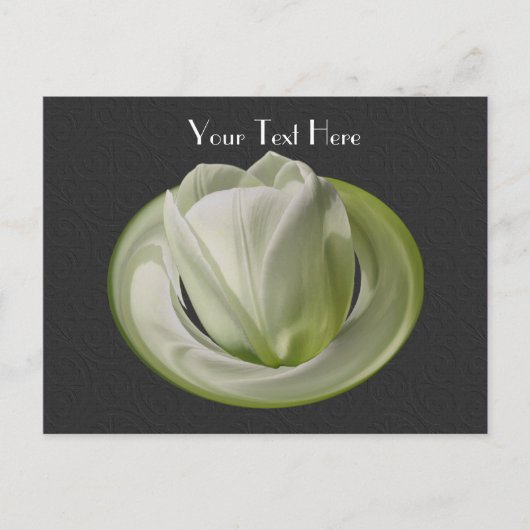 White Tulip Black Floral  Briefkaart (Voorkant)