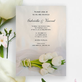 White Tulip Bouquet Spring Wedding Invitation Kaart