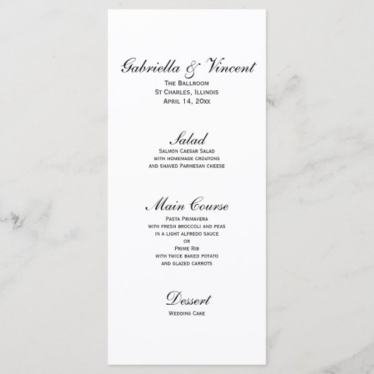 White Tulip Bouquet Spring Wedding Menu (Achterkant)