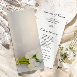 White Tulip Bouquet Spring Wedding Programme Programmakaart