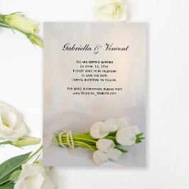 White Tulip Bouquet Spring Wedding Save the Date Kaart