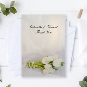 White Tulip Bouquet Wedding Flat Dank je wel Bedankkaart