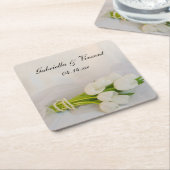 White Tulip Bouquet Wedding Kartonnen Onderzetters (Schuin)