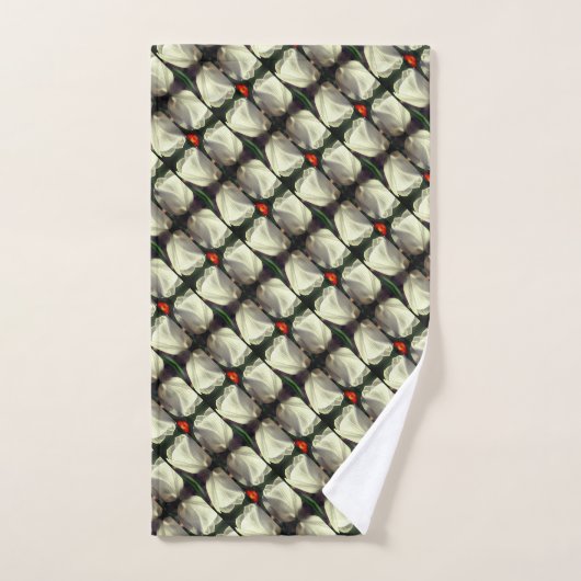 White Tulip Flower Abstract Pattern Bad Handdoek (Handdoek)