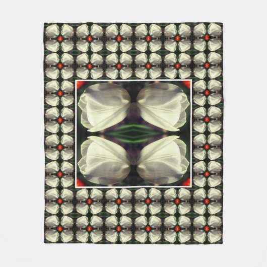 White Tulip Flower Abstract Pattern Fleece Deken (Voorkant)