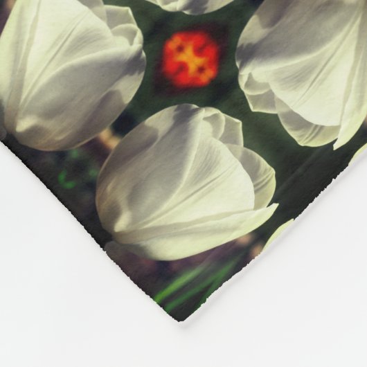 White Tulip Flower Abstract Pattern Fleece Deken (Hoek)