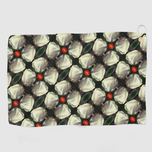 White Tulip Flower Abstract Pattern Golfhanddoek (Horizontaal)