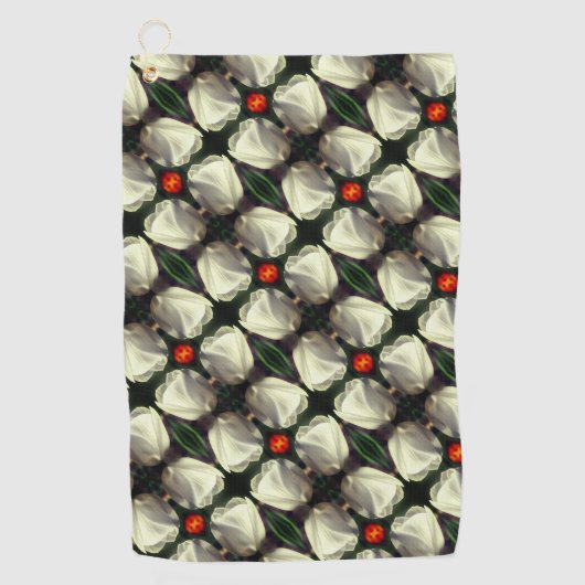 White Tulip Flower Abstract Pattern Golfhanddoek (Voorkant)