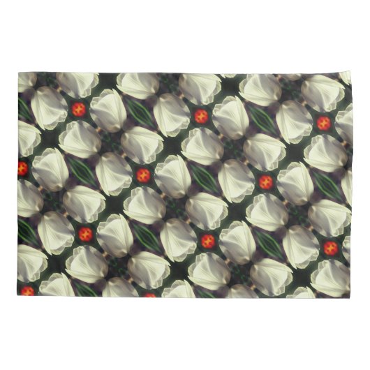 White Tulip Flower Abstract Pattern Kussensloop (Achterkant)
