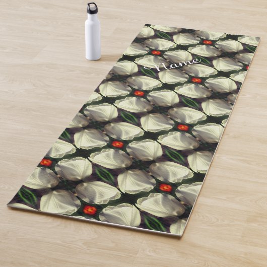 White Tulip Flower Abstract Pattern Personated Yogamat (In situ)