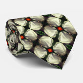 White Tulip Flower Abstract Pattern Stropdas (Opgerold)