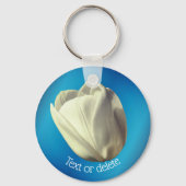 White Tulip Flower Personalized Sleutelhanger (Achterkant)