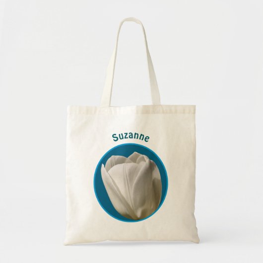 White Tulip Flower Personalized Tote Bag (Voorkant)