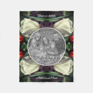 White Tulip Flower Personalized Voeg je eigen foto Fleece Deken