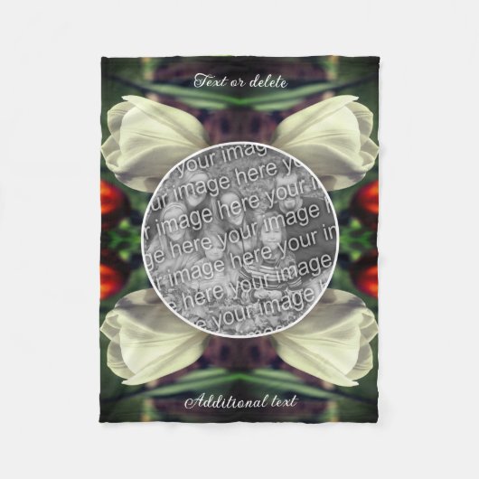 White Tulip Flower Personalized Voeg je eigen foto Fleece Deken (Voorkant)