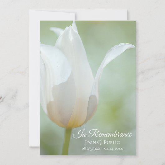 White Tulip Flower Spring Death Jubileum Kaart (Voorkant)