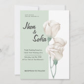 White Tulip Flowers Wedding Invitation Kaart (Voorkant)