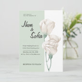 White Tulip Flowers Wedding Invitation Kaart (Staand voorkant)