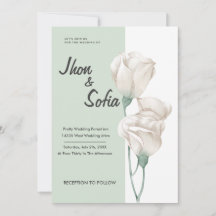 White Tulip Flowers Wedding Invitation