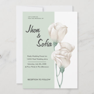 White Tulip Flowers Wedding Invitation Kaart
