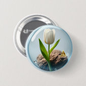 White Tulip in a Bubble Ronde Button 5,7 Cm (Voorkant /achterkant)