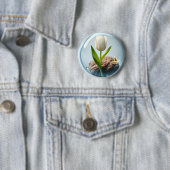 White Tulip in a Bubble Ronde Button 5,7 Cm (In situ)