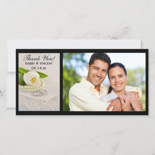 White Tulip, Pearls and Rings Wedding Bedankt (Voorkant)