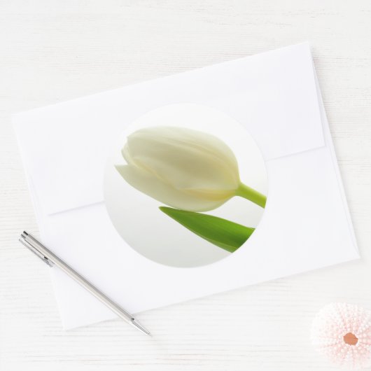 White Tulip Ronde Sticker (Envelop)