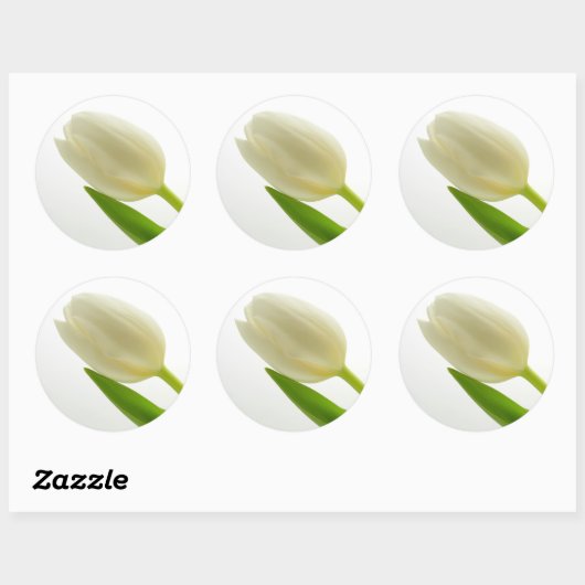 White Tulip Ronde Sticker (Vel)