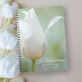 White Tulip Spring Funeral Memorial Gastboek Notitieboek